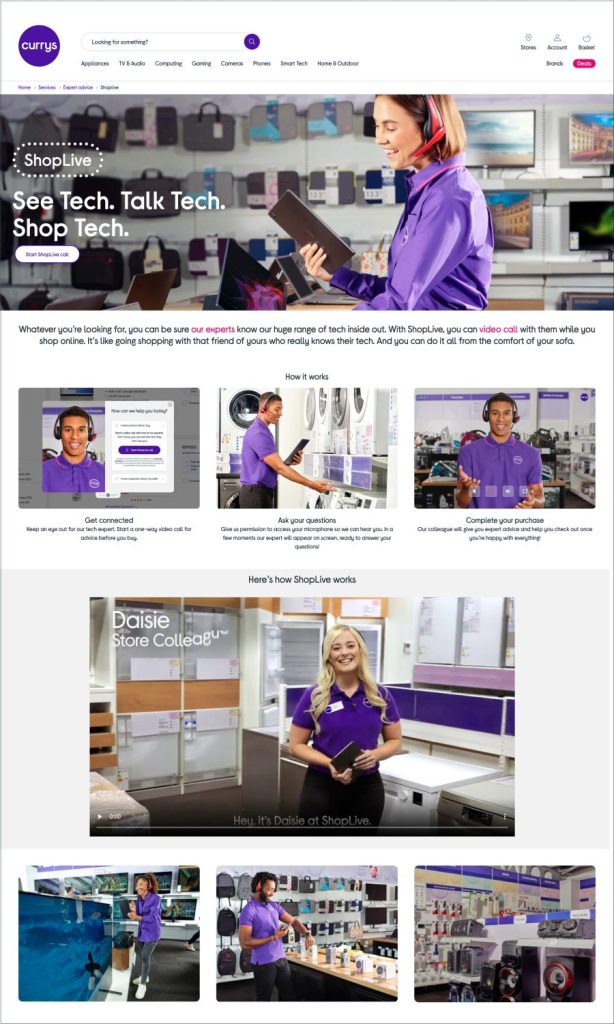 Currys Shoplive Website Homepage