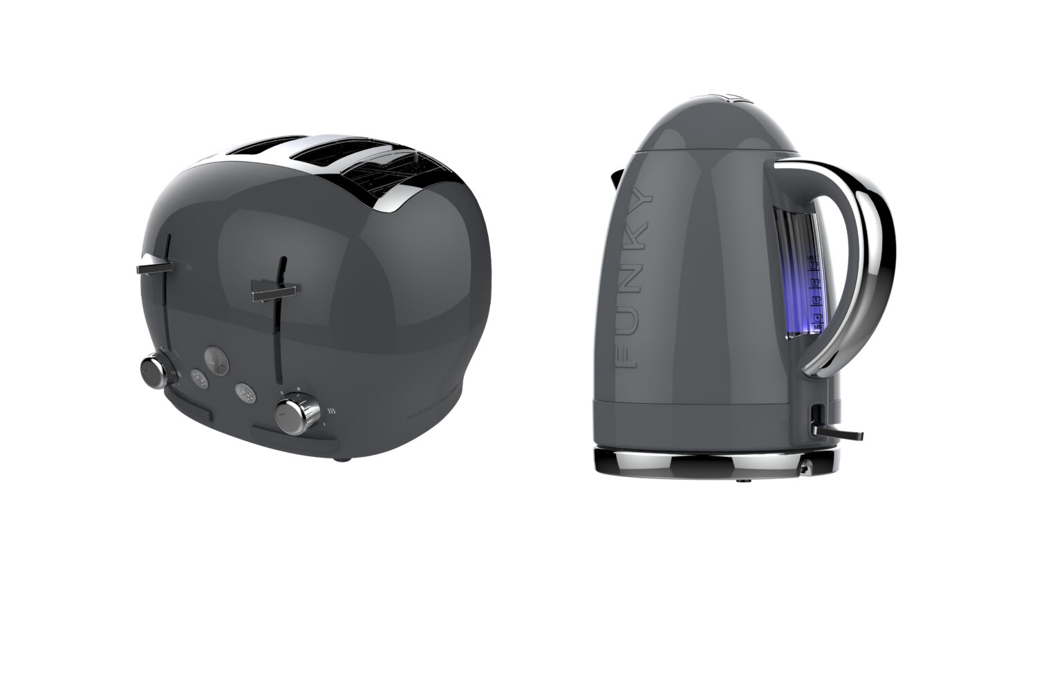 The Funky Toaster and Kettle now come in Gloss Grey