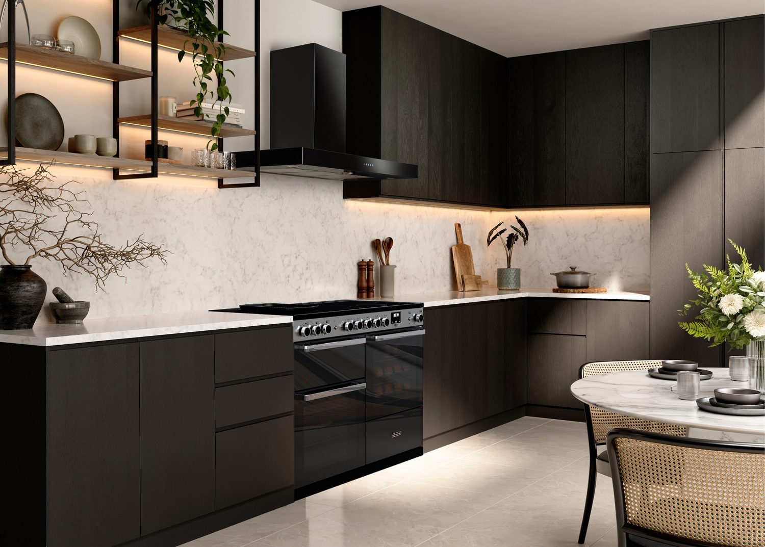 Rangemaster Edge Deluxe 110cm induction range cooker lifestyle